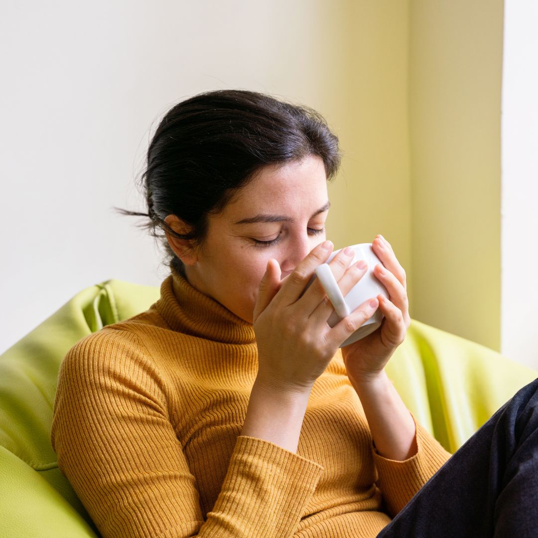 Woman Enjoying Avant Tea Tea Sample Pack 